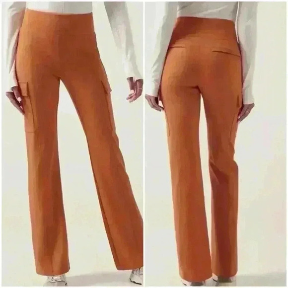 Athleta High-Waisted Flare Cargo Pants in Terracotta Orange Athleisure Style - Picture 1 of 9